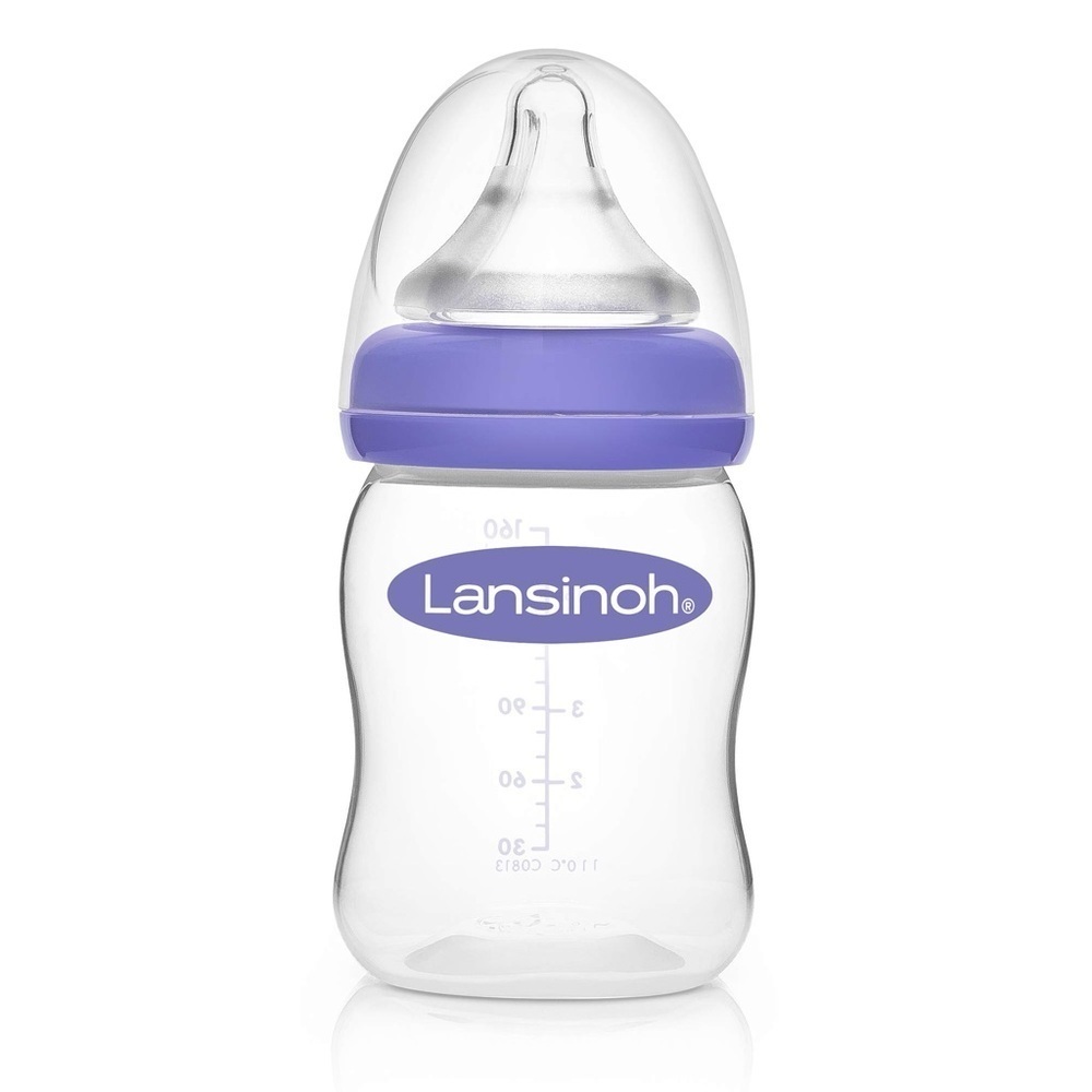 (2) Lansinoh 5oz Baby Anti-Colic Feeding Bottles Purple